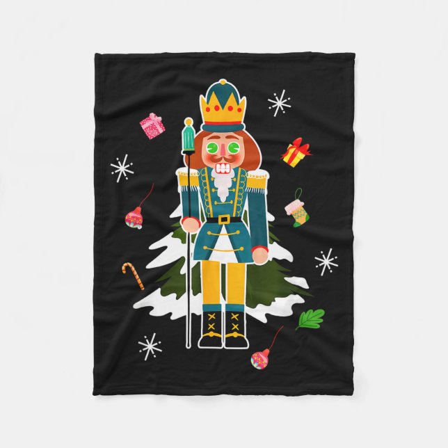 Pastel Christmas Nutcracker In Snow Christmas  Fleece Blanket (Front)