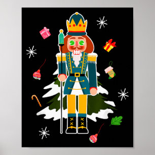 Pastel Christmas Nutcracker In Snow Christmas Poster