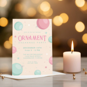 Pastel Christmas Ornament Exchange Holiday Party  Invitation