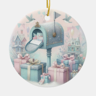 Pastel Christmas Ornament Mailbox and Gifts 5