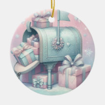 Pastel Christmas Ornament Mailbox and Gifts 7