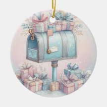 Pastel Christmas Ornament Mailbox and Gifts 8