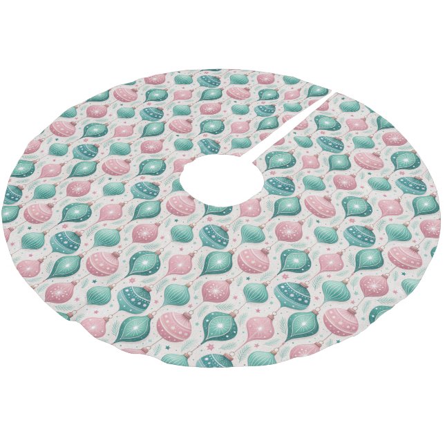 Pastel Christmas Ornaments Brushed Polyester Tree Skirt (Angled)