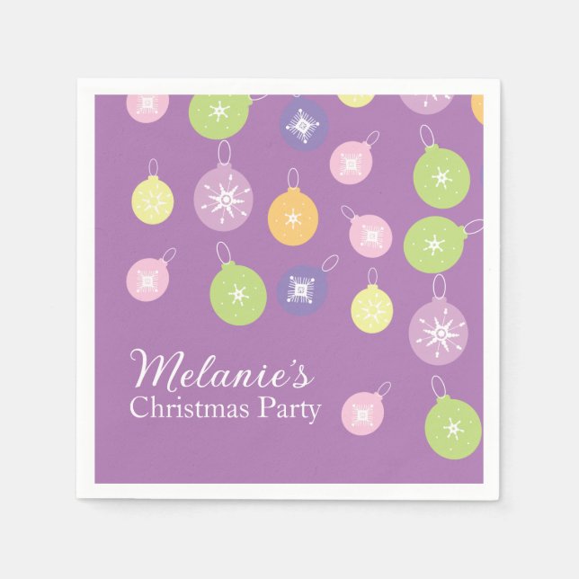 Pastel Christmas Ornaments Snowflakes Violet    Napkin (Front)