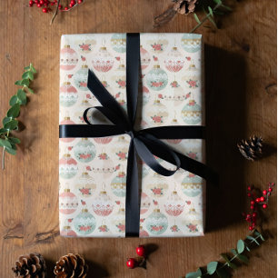 Pastel Christmas ornaments Wrapping Paper