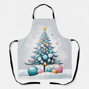 Pastel Christmas Oversized Blue Pink Ornament Apron