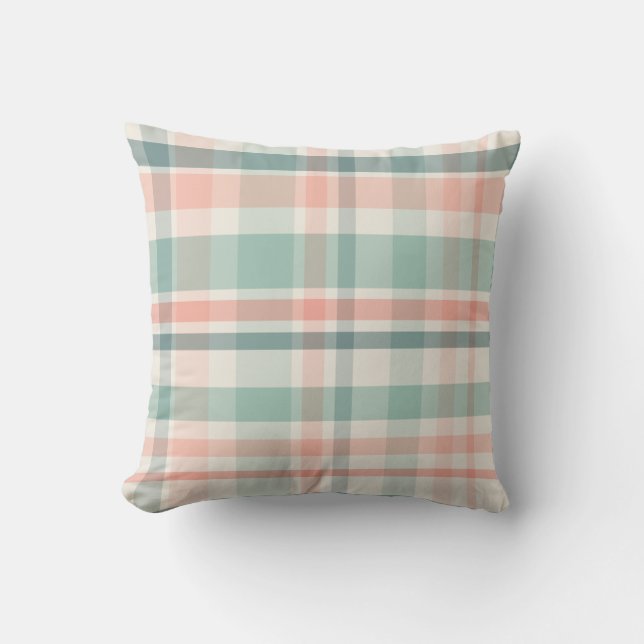 Pastel Christmas Plaid two Cushion (Front)