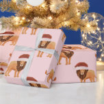 Pastel Christmas Safari Animals Pink Lion  Wrapping Paper<br><div class="desc">This pastel Christmas safari animals with lions wrapping paper will give your presents & gifts a nice soft pastel look.  There are three different patterns,  which match perfectly. Check out our other Christmas supplies for more matching items.</div>