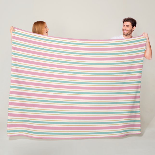 Pastel Christmas Stripes Seamless Pattern Fleece Blanket (In Situ)