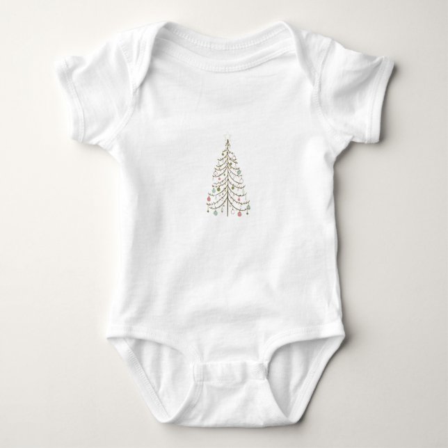 Pastel Christmas Tree Baby Tee T-Shirt (Front)