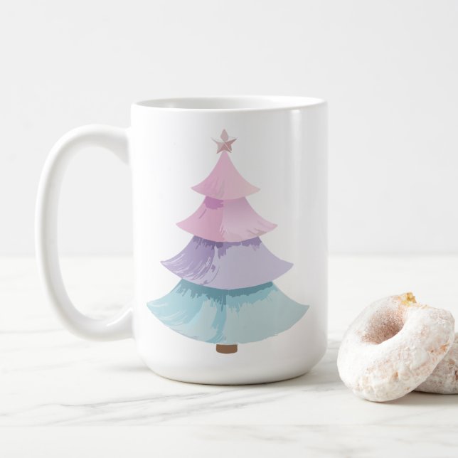 Pastel Christmas Tree Coffee Mug (With Donut)