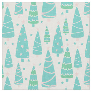 Pastel Christmas Tree Forest Fabric