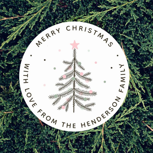  Pastel Christmas Tree Holiday Classic Round Sticker (Creator Uploaded)