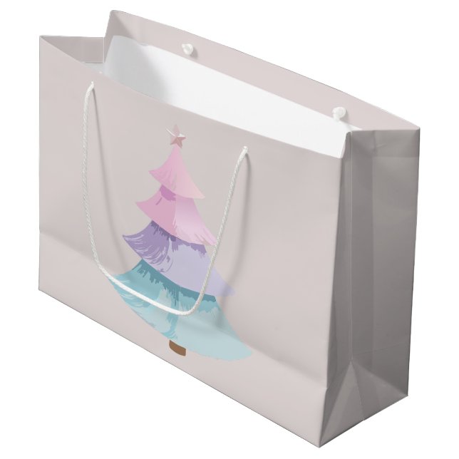 Pastel Christmas Tree Large Gift Bag (Front Angled)
