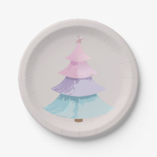 Pastel Christmas Tree Paper Plate