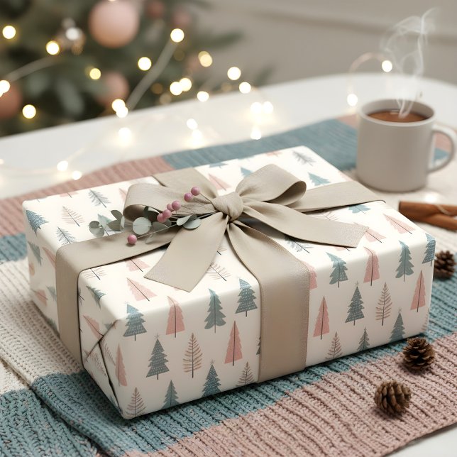 Pastel Christmas Tree Pattern Wrapping Paper (Creator Uploaded)
