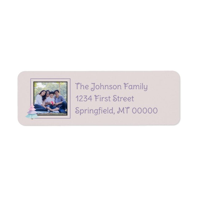 Pastel Christmas Tree Return Address Label (Front)