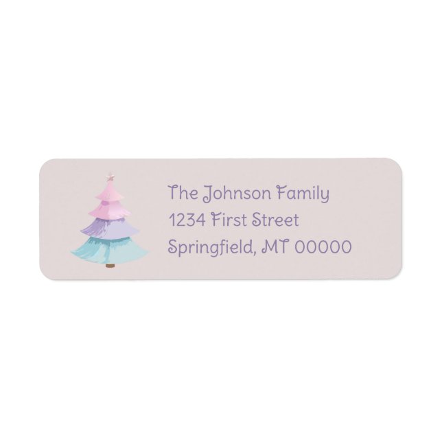 Pastel Christmas Tree Return Address Label (Front)
