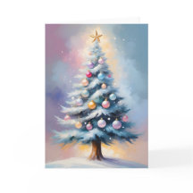 Pastel Christmas Tree with Purple Pink Ornaments