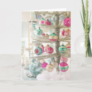 Pastel Christmas Tree with Vintage Ornaments Card