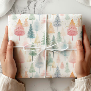Pastel Christmas Tree Wrapping Paper