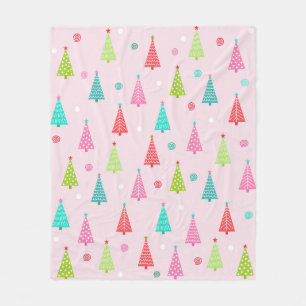 Pastel Christmas Trees Fleece Blanket