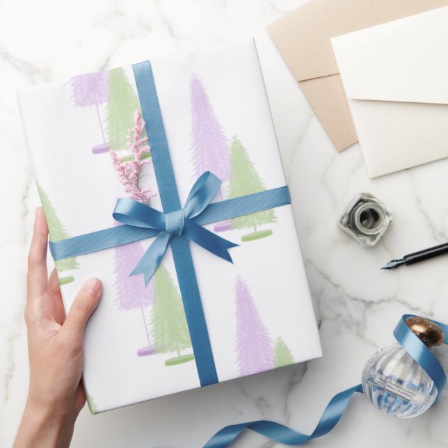 Pastel Christmas Trees Wrapping Paper (Gifting)