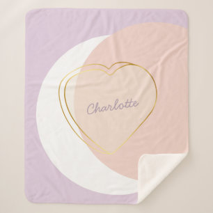 Pastel Circles and Hearts with Child's Name Sherpa Blanket