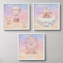 Pastel Circus Nursery Wall Art Set