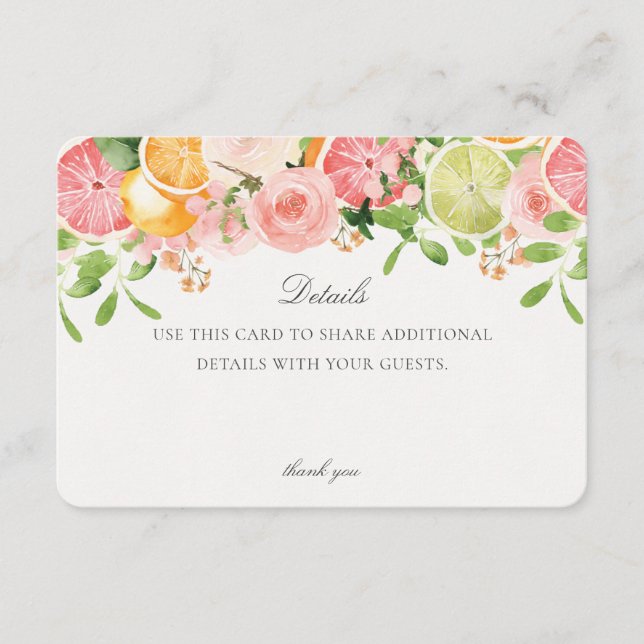 Pastel Citrus Floral Cutie Event Details Insert (Front)