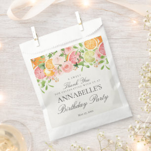 Pastel Citrus Floral Little Cutie Birthday Dessert Favour Bag