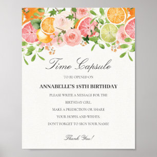Pastel Citrus Floral Little Cutie Time Capsule Poster