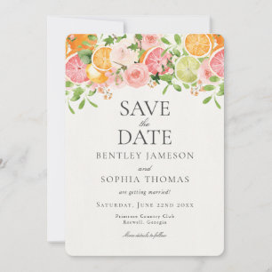 Pastel Citrus Floral Main Squeeze Save the Date Invitation