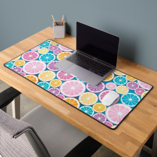 Pastel Citrus Fruit Pattern Desk Mat