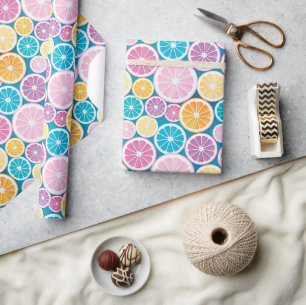 Pastel Citrus Fruit Pattern Wrapping Paper