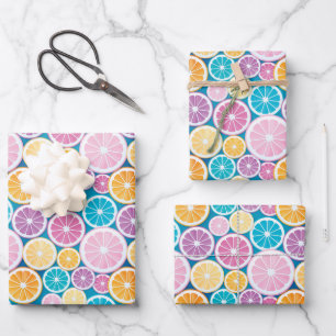 Pastel Citrus Fruit Pattern Wrapping Paper Sheet