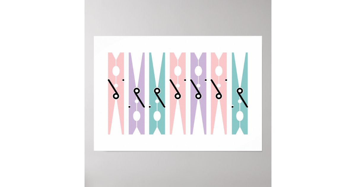 Pastel Clothes Pins Laundry Room Art Poster Zazzle