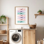 Pastel Clothes Pins Laundry Room Art Poster<br><div class="desc">A fun way to brighten up the mundane task of doing laundry,  this large poster print can be hung both vertically or horizontally and features a collection of simply illustrated clothes pins in a palette of feminine and pretty pastel pink,  purple and teal.</div>