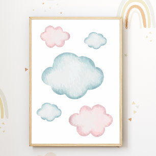 Pastel Cloud Nursery Poster Kids Room Decor