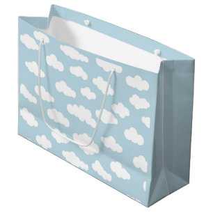 Pastel Clouds Asthetic Baby Blue And White   Large Gift Bag