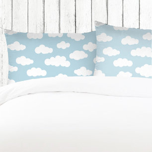 Pastel Clouds Asthetic Baby Blue And White  Pillowcase
