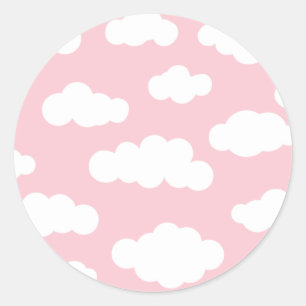 Pastel Clouds Asthetic White And Pink Art   Classic Round Sticker