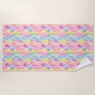 Pastel Clouds in Watercolor Beach Towel