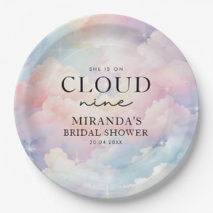 Pastel Clouds She's On Cloud Nine Bridal Shower Paper Plate