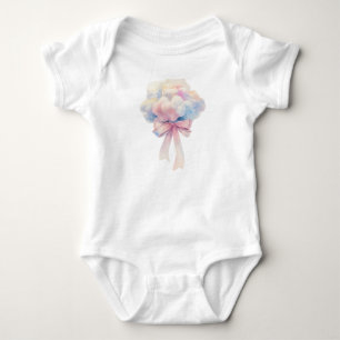 Pastel clouds with bow soft aesthetic baby bodysuit