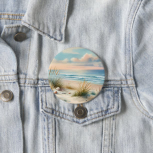 Pastel Coastal Dunes Watercolor 7.5 Cm Round Badge