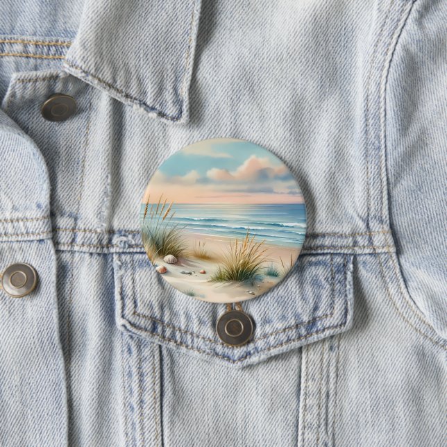 Pastel Coastal Dunes Watercolor 7.5 Cm Round Badge (In Situ)