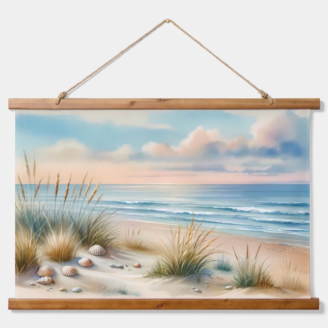 Pastel Coastal Dunes Watercolor Hanging Tapestry (Front)