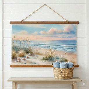 Pastel Coastal Dunes Watercolor Hanging Tapestry
