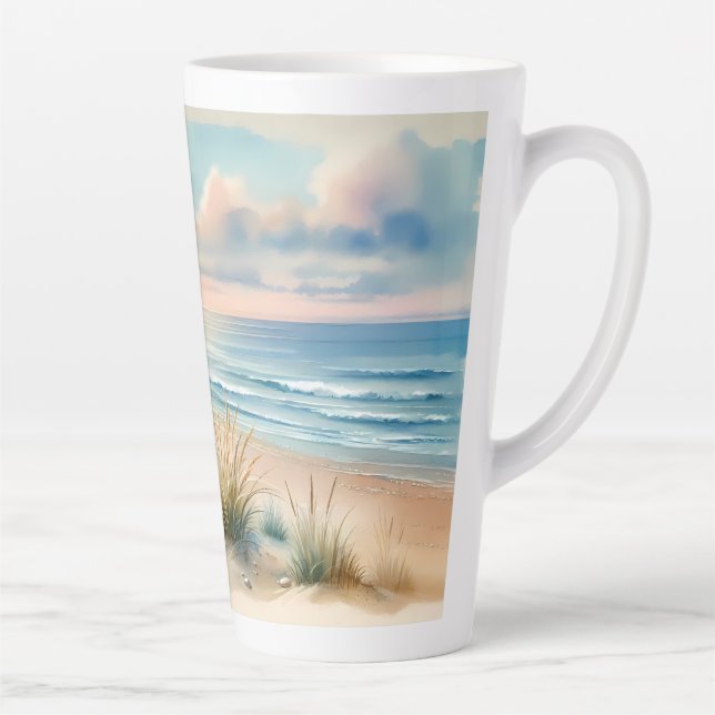 Pastel Coastal Dunes Watercolor Latte Mug (Right)